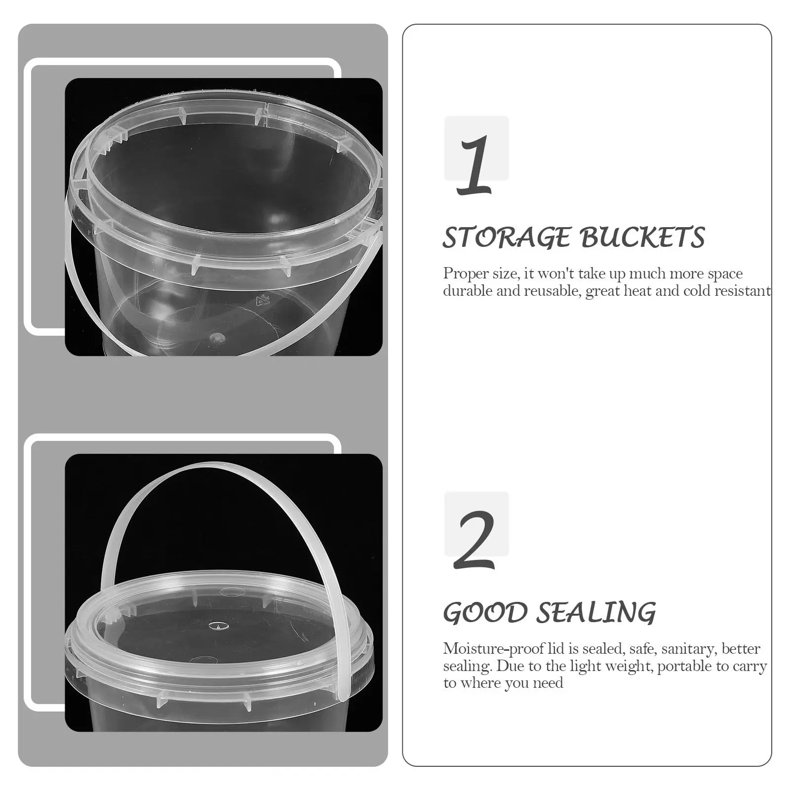 10Pcs Round PP Plastic Storage Buckets Moisture Proof Insect Proof Sealed Lid for Kitchen Food Grains Nuts Tea Dried Fruits