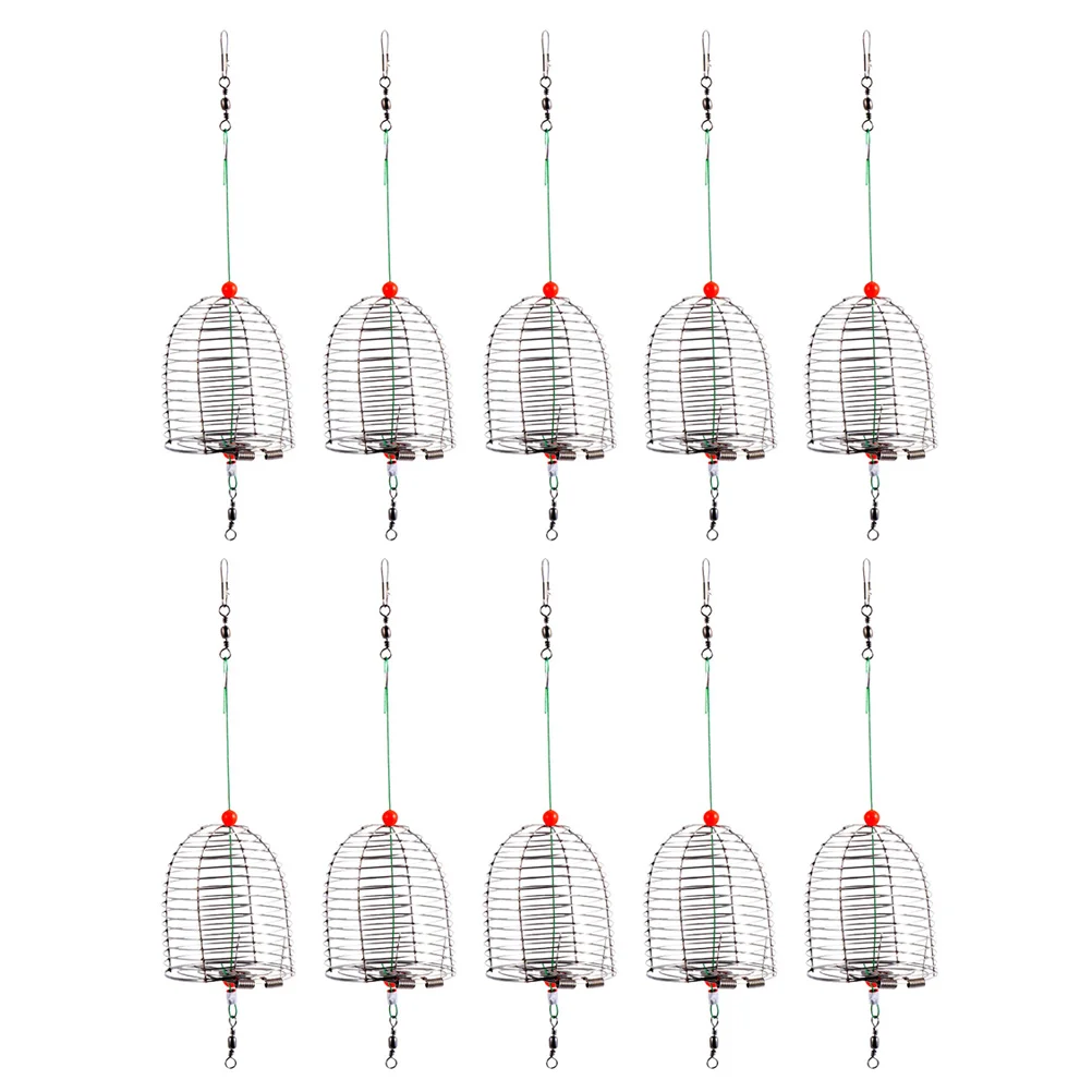 

10 pcs Stainless Steel Bait Fishing Trap Feeder Basket Carp Tackle Lure Cage Metal Bait Cage for Fishing Enthusiasts