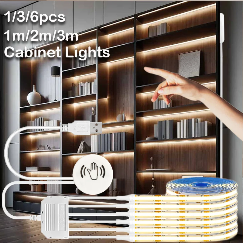 

Under Cabinet Dimmable COB Led Strip With Penetrable Touch Sensor Light Night Lamp COB LED Tape 1pcs/3pcs/6pcs LED Strip Lightis