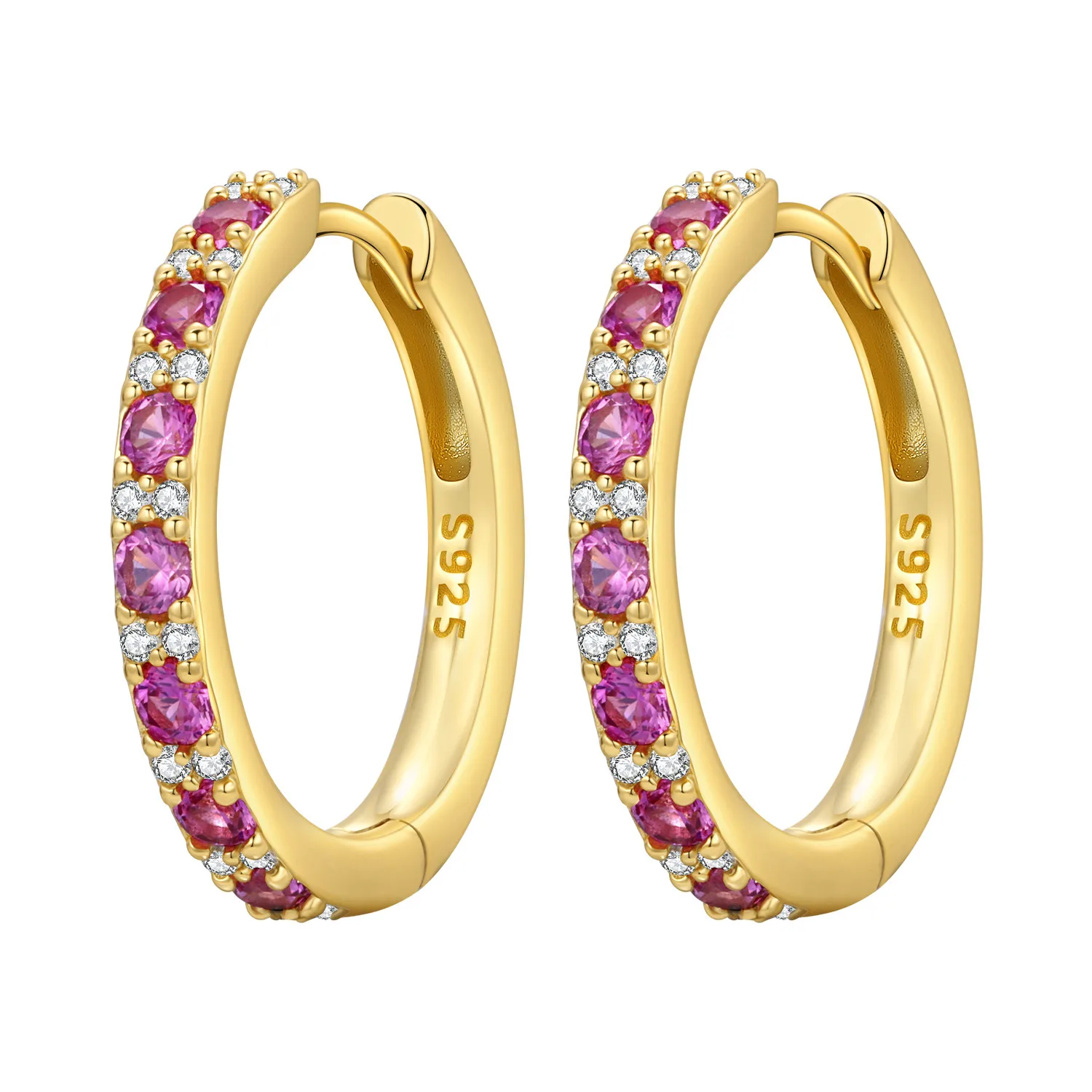 

Orstarry S925 стерлингового серебра розово-розовый циркон дизайн серьги универсальные серьги-кольца для женщин ювелирные изделия оригинальные подарки для вечеринок