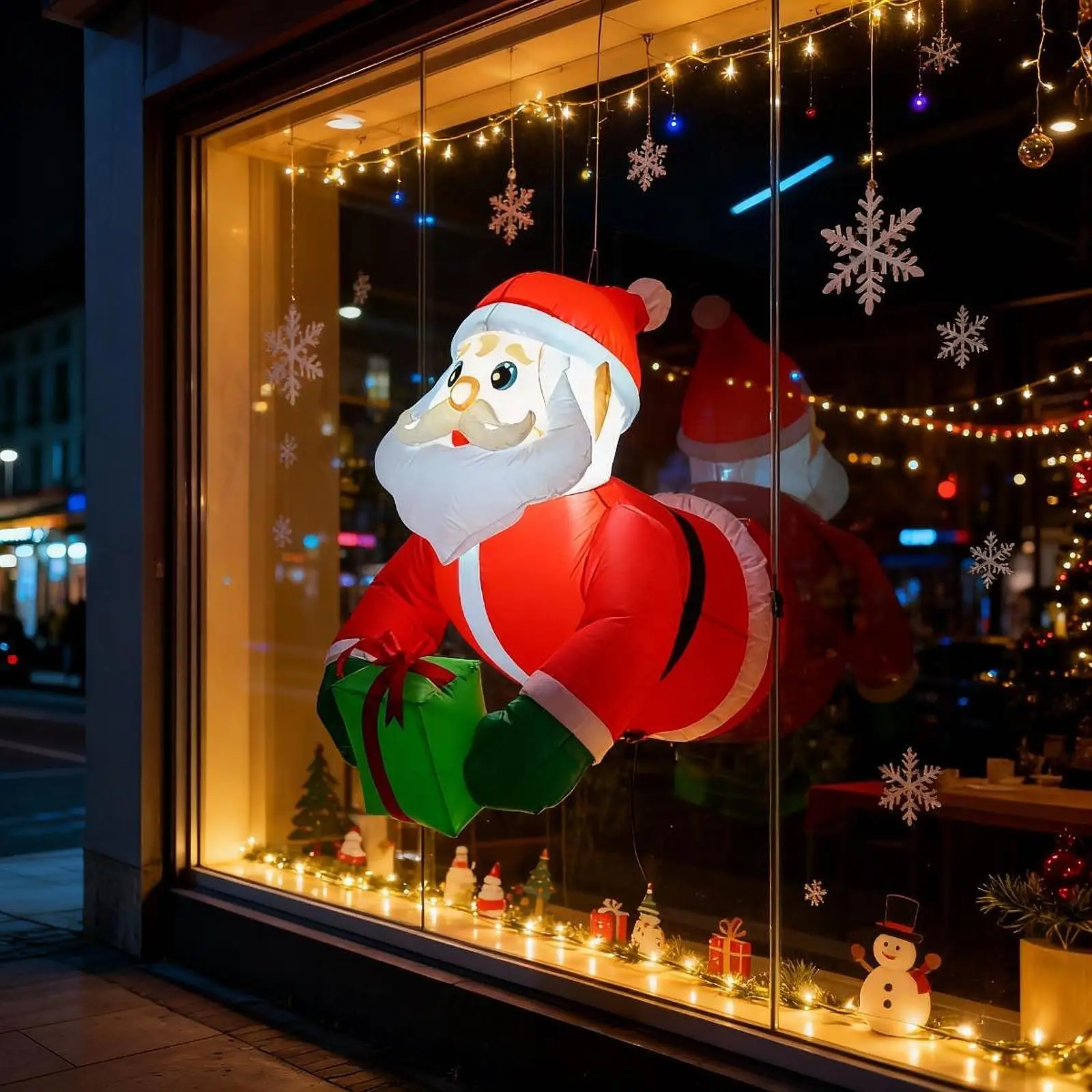 Christmas Santa Claus Broke Out from Window Outside Props Merry Atmosphere Display Built in LED Plug and Play Window Inflatables