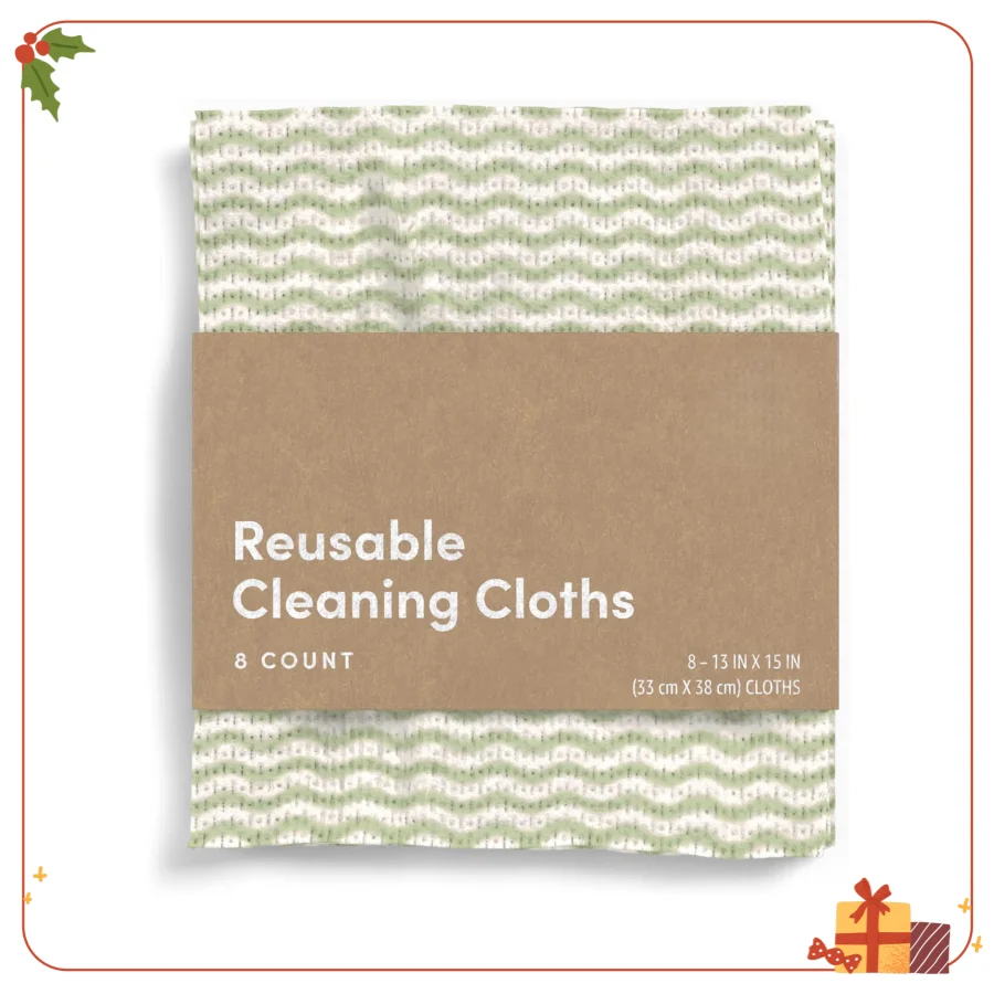 Panni per pulizia multiuso, confezione da 8, verdi, 13x15 pollici |   Microfibra multiuso
