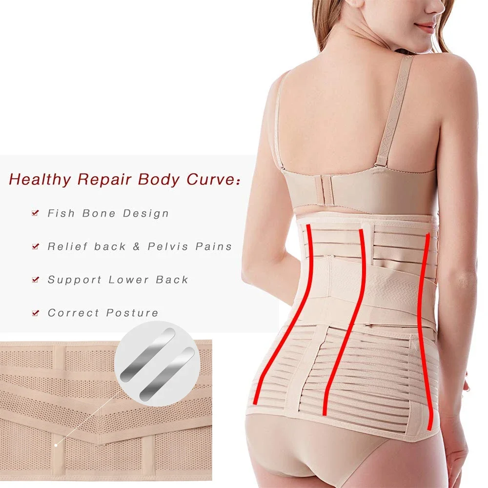 3 in 1 Postpartum Support Recovery Body Shaper Wrap Waist Belt for Women Trimmer Bandage Band for Recovery Belly Shapewear