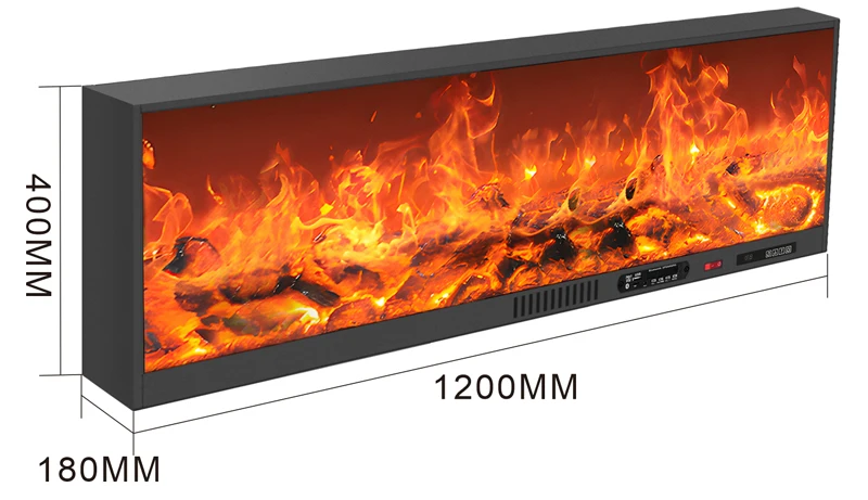 Description Picture 3 of itemDecorative Hotel Exhibition Center Commercial Electric Heated with Music with Multicolor Realistic Flames Fireplace 120*18*40CM
