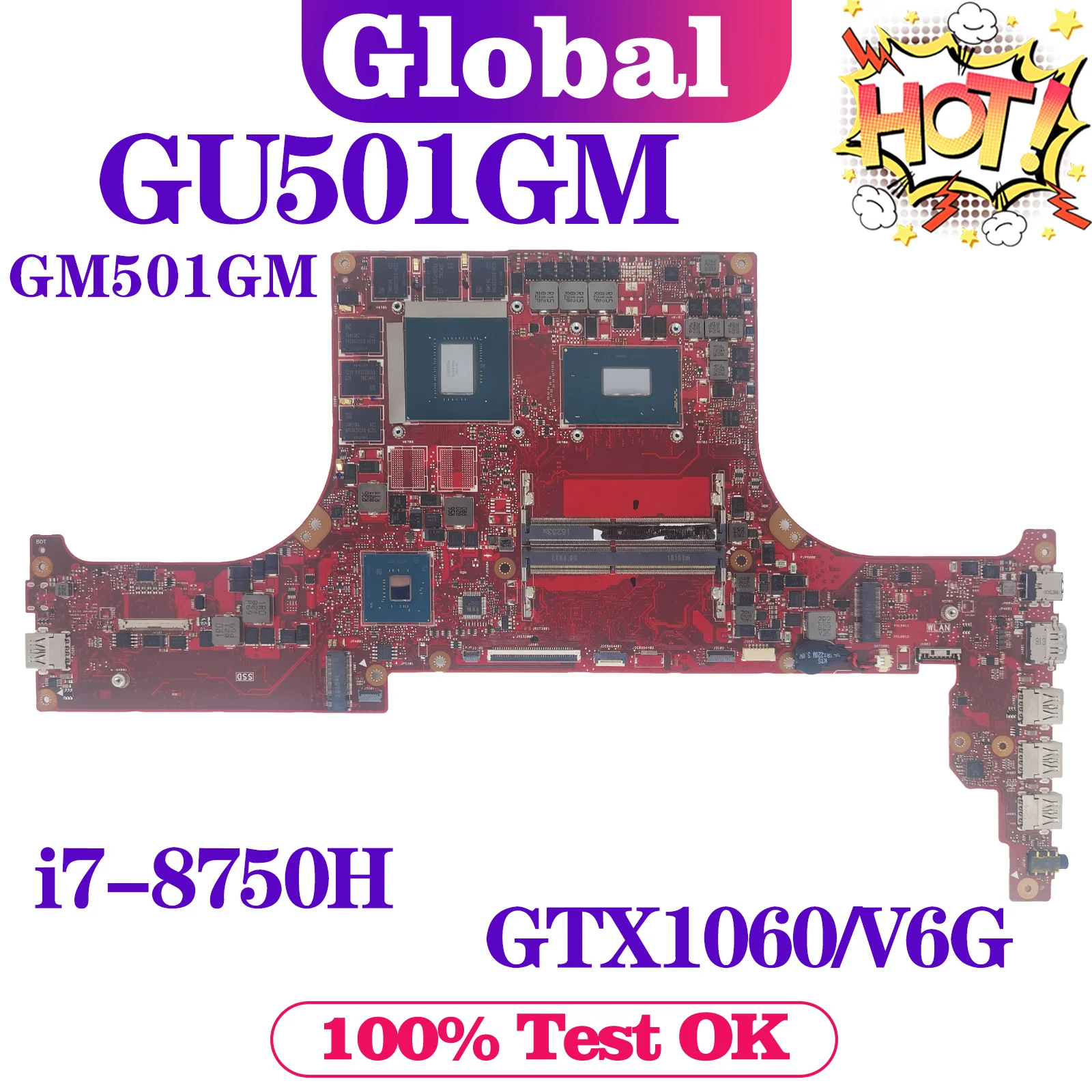 GU501GM GM501GS Mainboard For ASUS ROG Zephyrus M GM501GM MW501GM MW501GS GU501GW Laptop Motherboard I7 8th Gen GTX1060 GTX1070