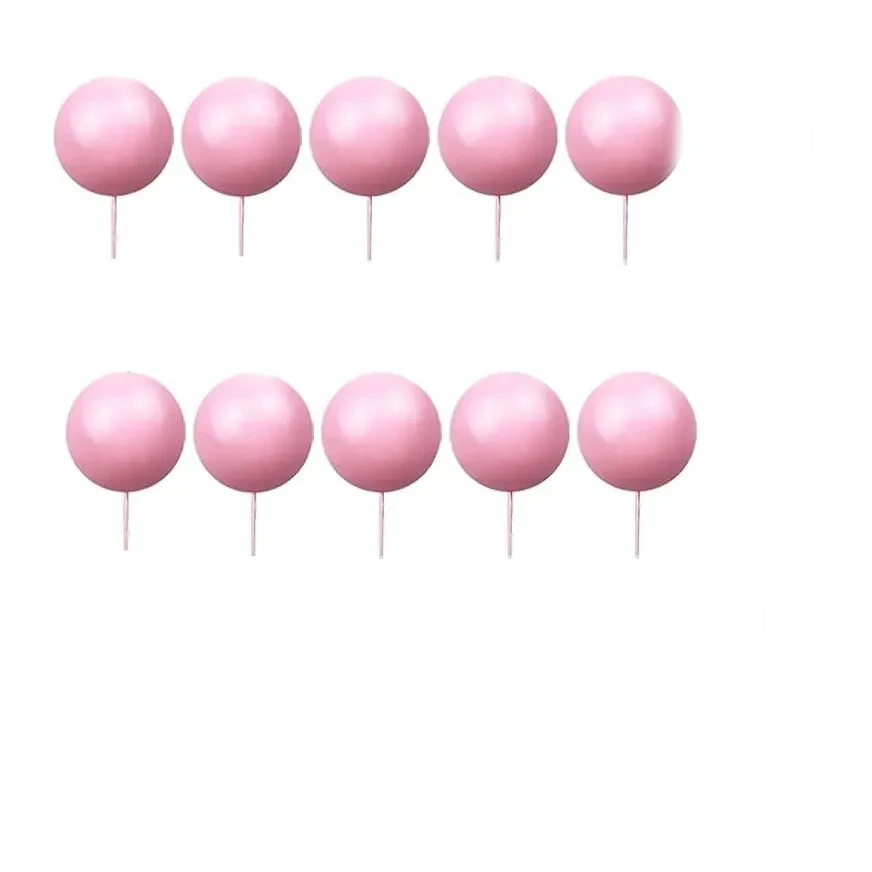 10 pçs rosa branco bola em forma de bolo decoração para festa de casamento de aniversário bolo topper decoração suprimentos