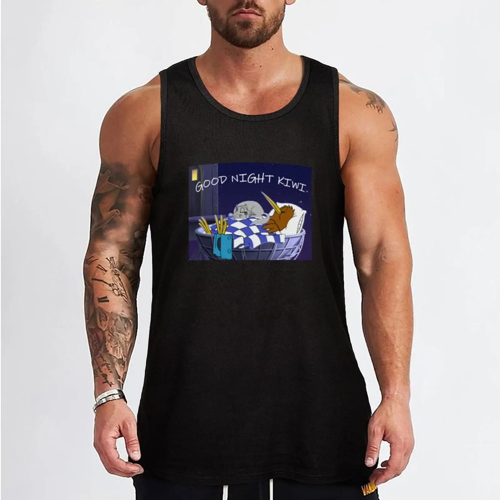 Good Night Kiwi Tank Top vests for men cute tops fitness clothing for men sports t-shirts for men