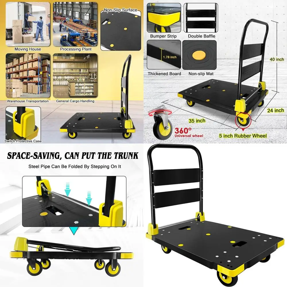 

Портативная тележка для перемещения тяжелых грузов до 450 кг с поворотом на 360 градусов ° Поворотные колеса и 5 шин для легкого подъема и транспортировки