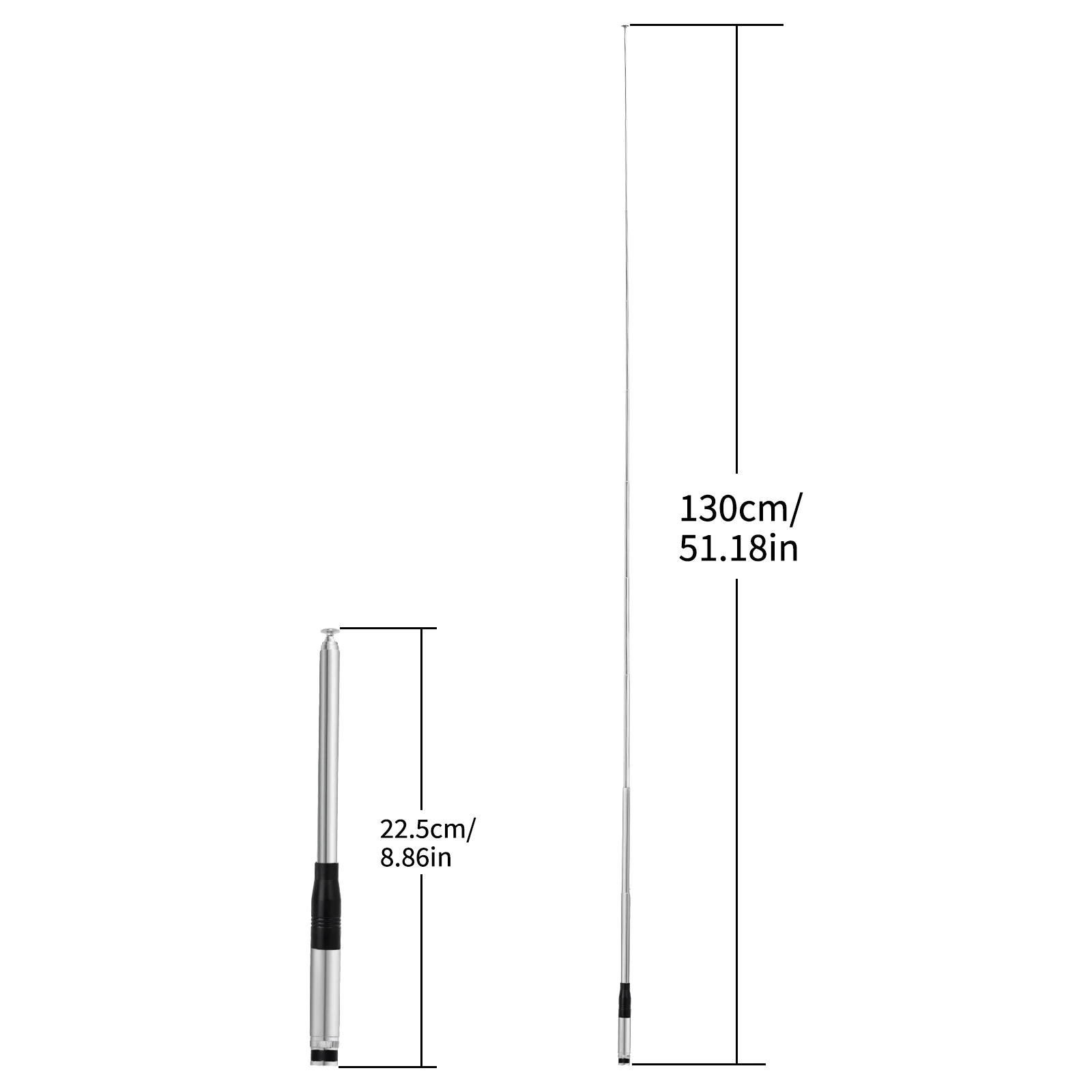 

Superbat 2.15dbi 9-section 27Mhz Telescopic/Rod Portable CB Antenna with BNC Connector for Hand Held CB radios Cobra, Midland, M
