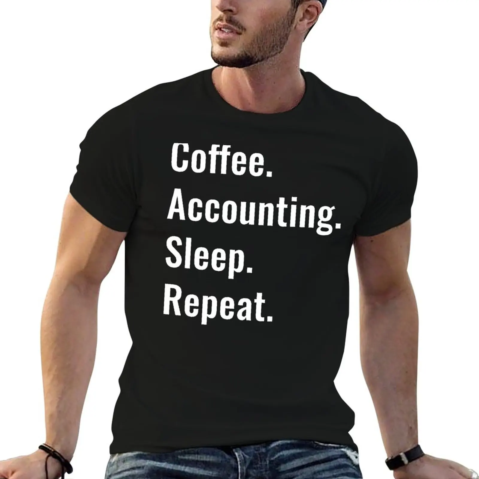 Coffee Accounting Sleep Repeat T-Shirt Holiday Vacation Tee Shirt