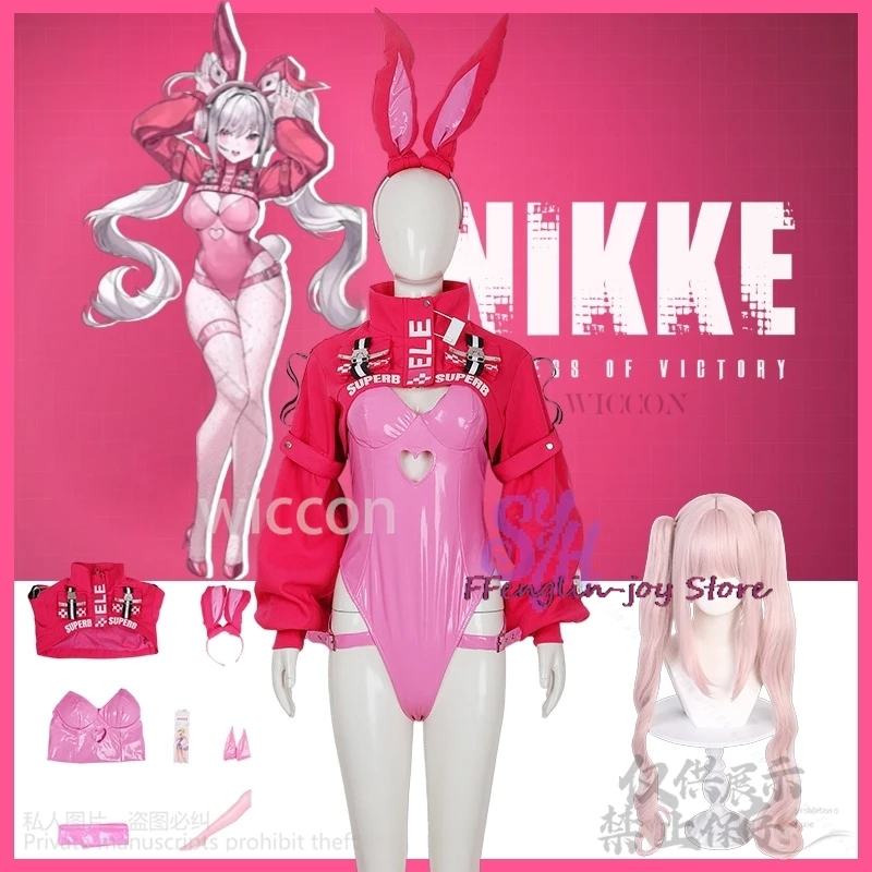 

Jirai Kei Girls Cute Anime Game NIKKE Cosplay Aliccee Costume Fan Art Original Uniform Hot Pink Bunny Girls Sexy Lovely Jumpsuit