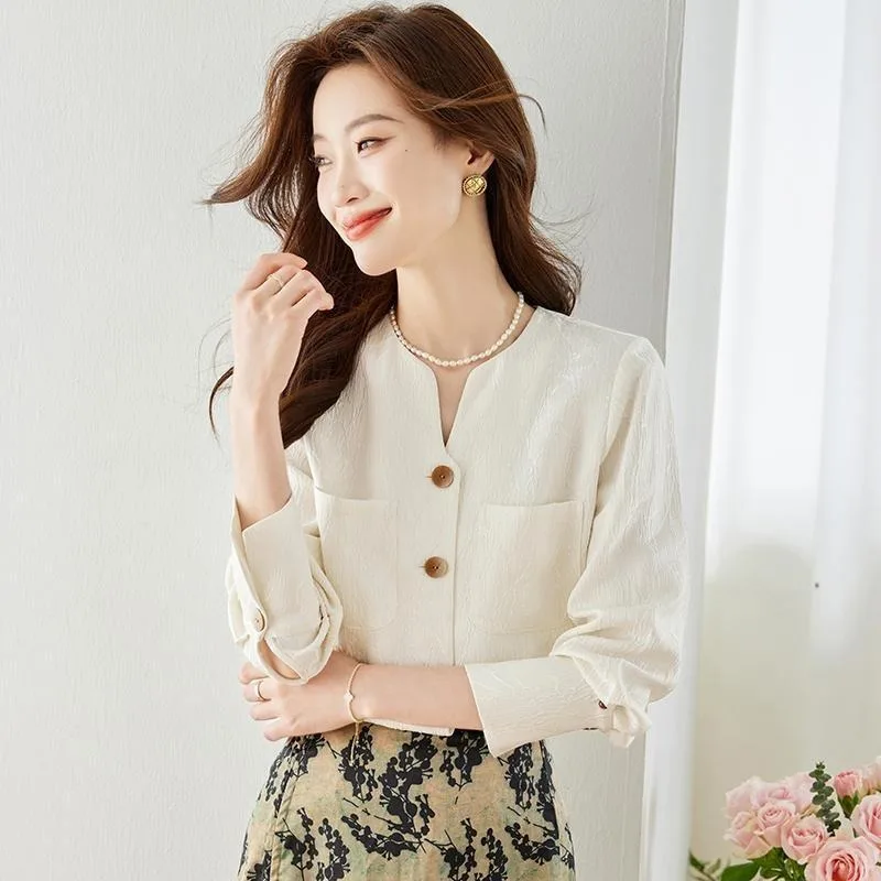 

Простая новая рубашка в китайском стиле, женская осень 2023, новый дизайн с длинными рукавами, нишевый темпераментный кардиган, топ