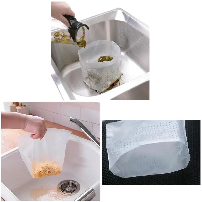 30pcs Drain Garbage Bag Sink Strainer Self-standing Filtering Organizer For Kitchen