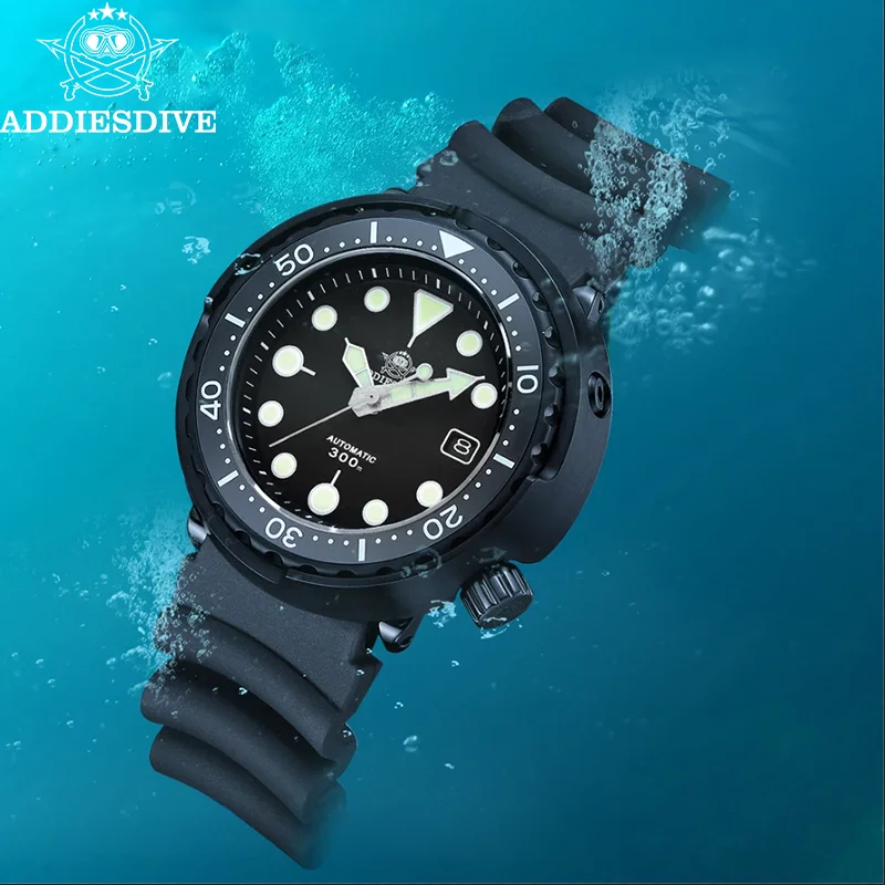 ADDIESDIVE Luxury Watches for Men Sapphire Tuna 300m Waterproof Diver NH35 Mechanical Watches BGW9 Luminous Relogios Masculino