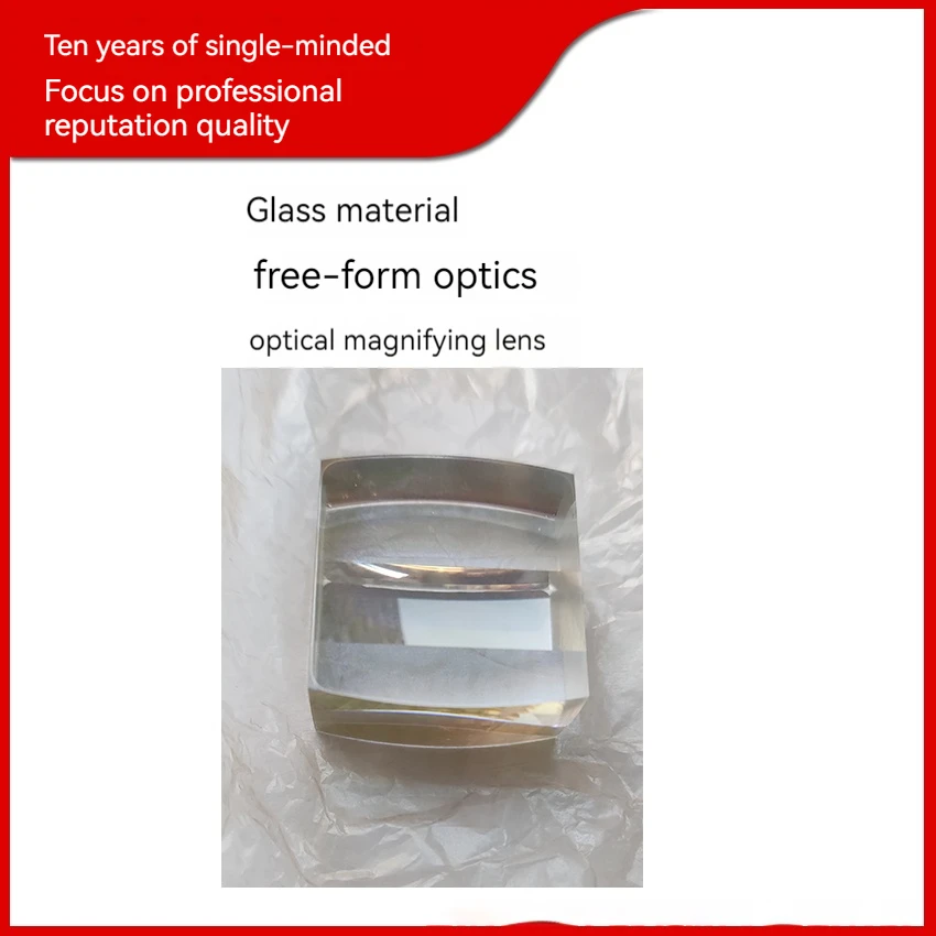 Free-form optical semi-transparent and semi-reflective perspective optical 0.5-inch screen prism optical magnifying lens