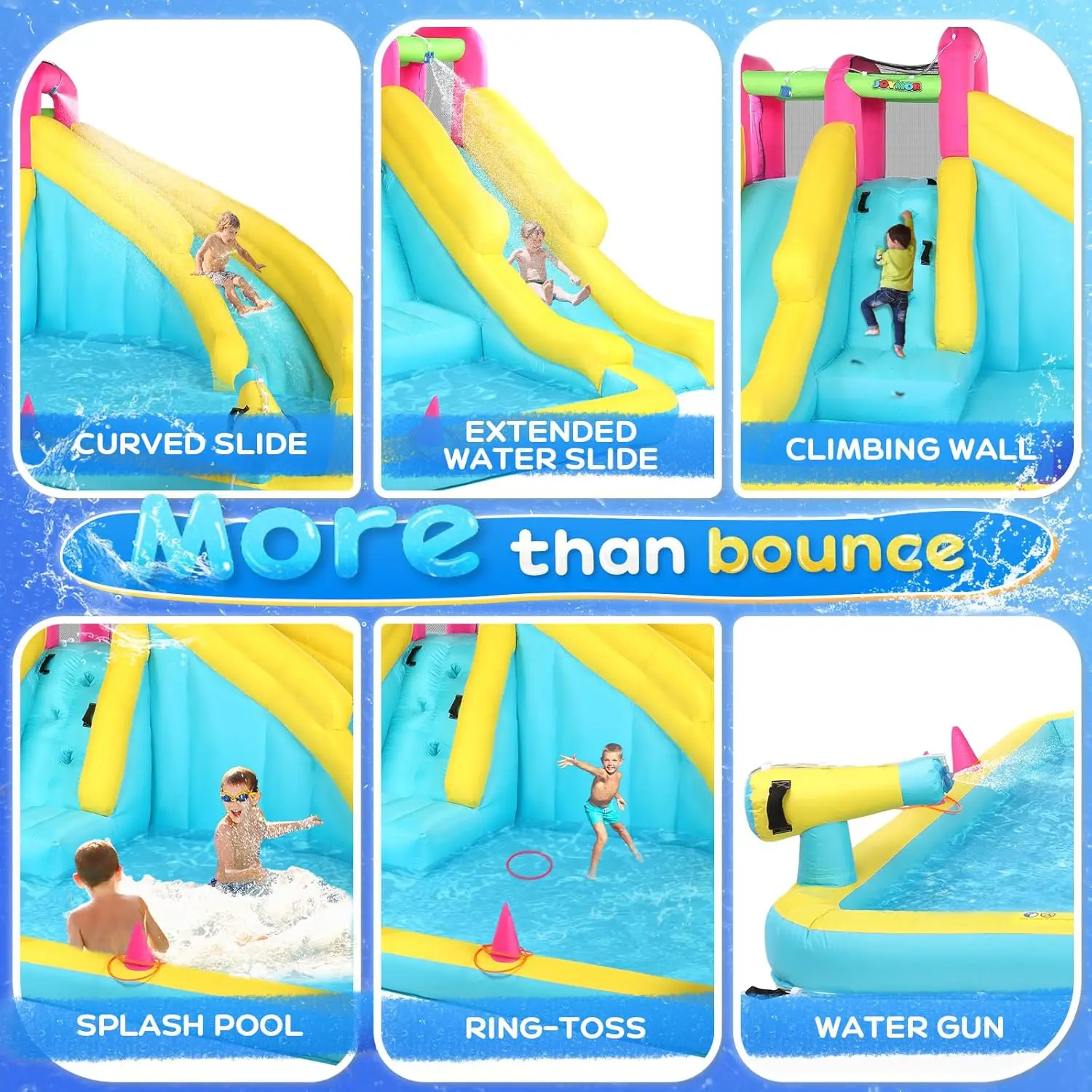 Corrediça de água inflável com corrediça de água de gramado de 20 pés e bodyboard, correios de água para quintal infantil com mola e piscina, sopro de 1min