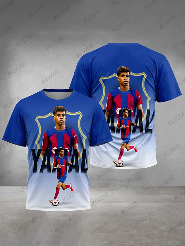 

Summer new 3D printed football Lamines Star sports short sleeved T-shirt for children/adults