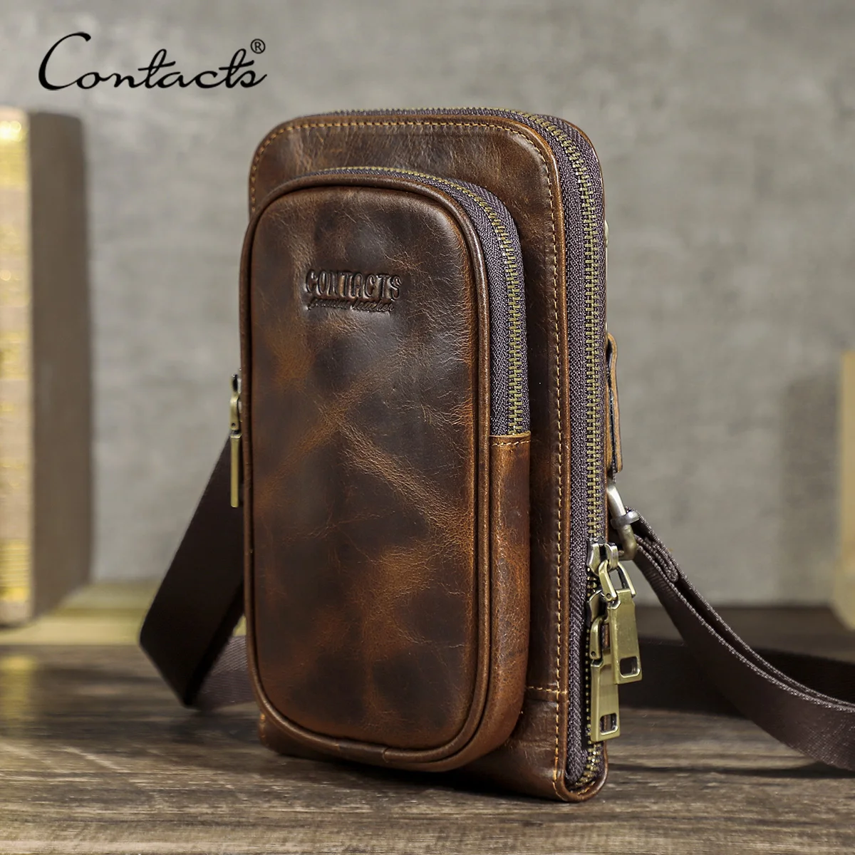 

CONTACT'S мужские сумки на ремне из натуральной кожи, сумки для мобильных телефонов, мини-сумки через плечо, поясные сумки, небольшой чехол для телефона 6,7 дюйма