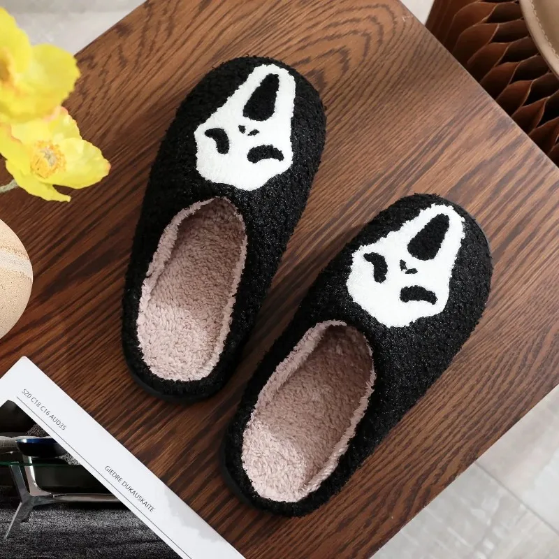 Halloween Pumpkin Cartoon Warm Winter Cotton Slote Couple Men and Women\'s Thick Sole Soft sole shoes Thicked