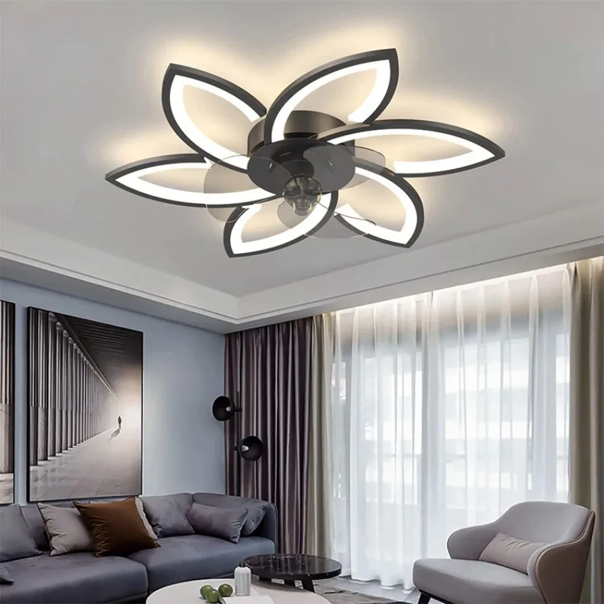 Modern LED Ceiling Fan Light Intelligent APP with Remote Control Adjustable Lighting Fixtures Suitable for Living Rooms Bedrooms