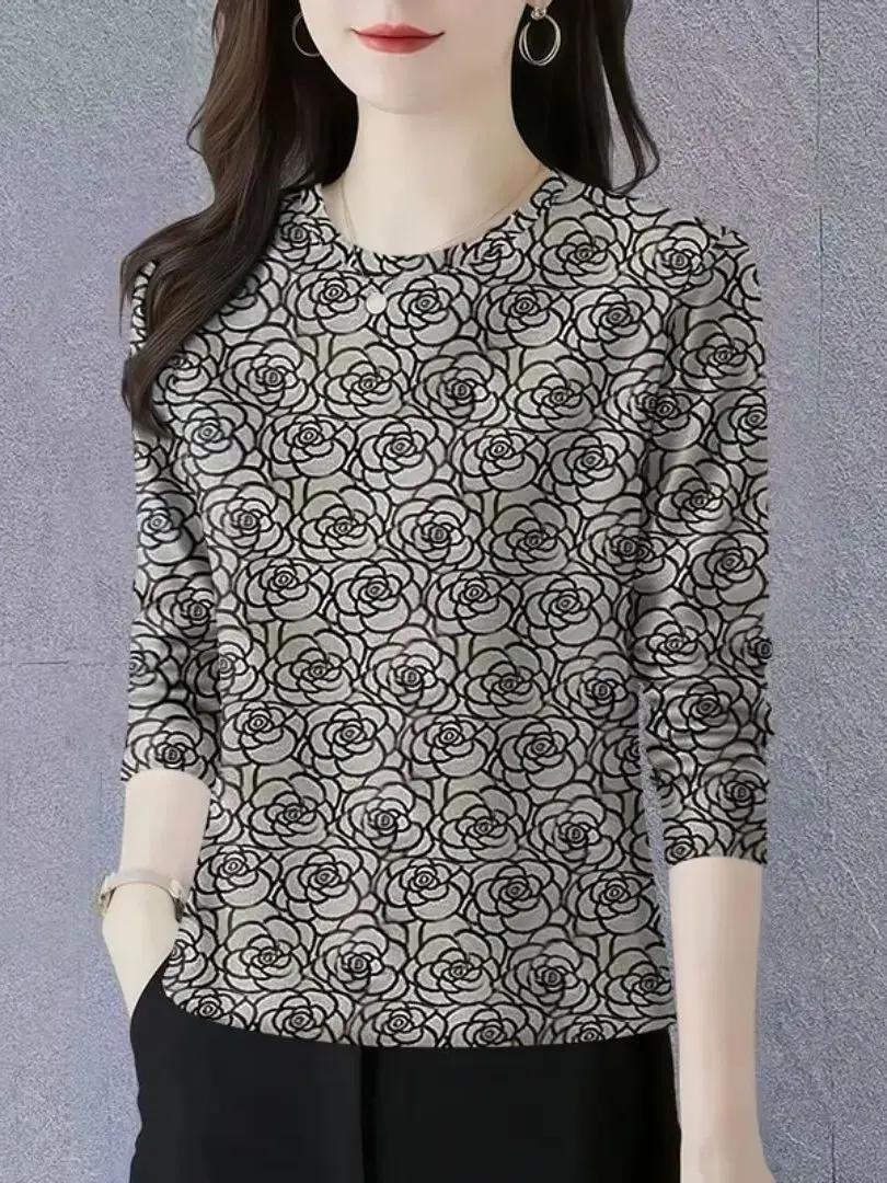 Faionable ronde Ne Long Sve Base irt dames nieuwe herfst 2025, mama Sle buik cover trendy T-shirt comfortabele pasvorm