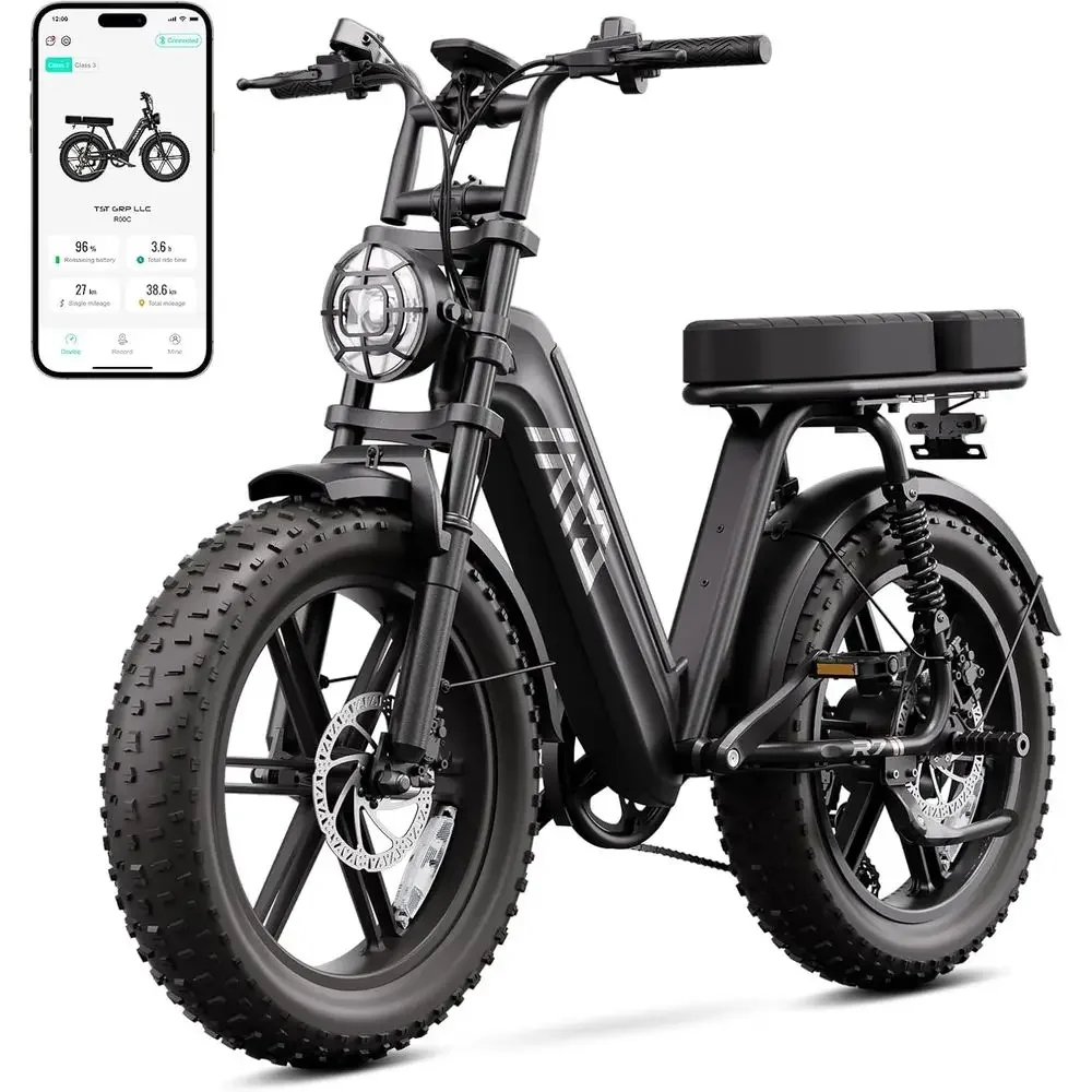 

1500W Peak Motor Adult Electric Bike, 48V 15Ah Battery, 60 Miles Range, 20 All-Terrain Ebike, 7 Speeds, Full Suspension