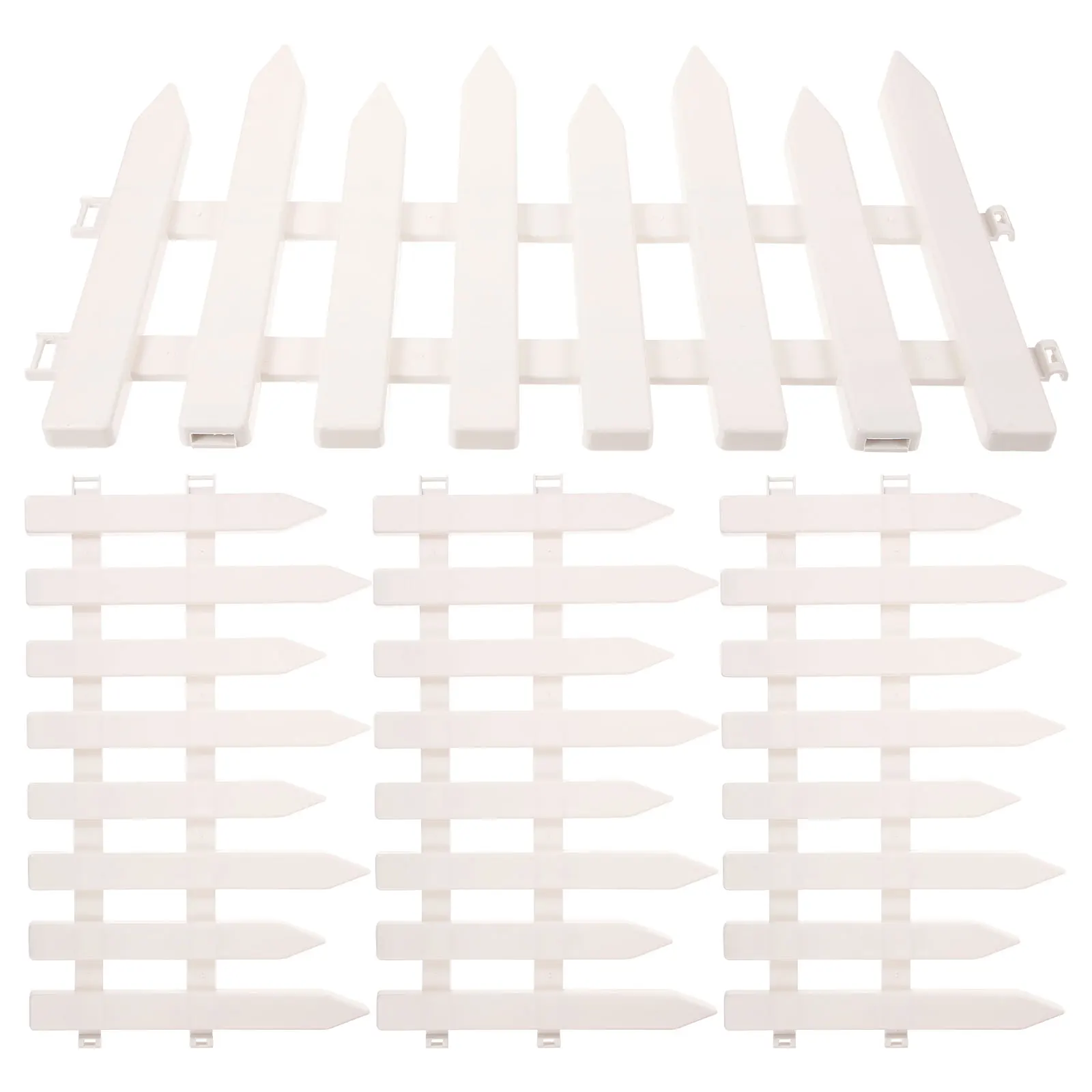

4 pcs White Plastic Decorative Fence 50x42cm Garden Edging Border for Outdoor Indoor Picket Fence Landscape Gardening