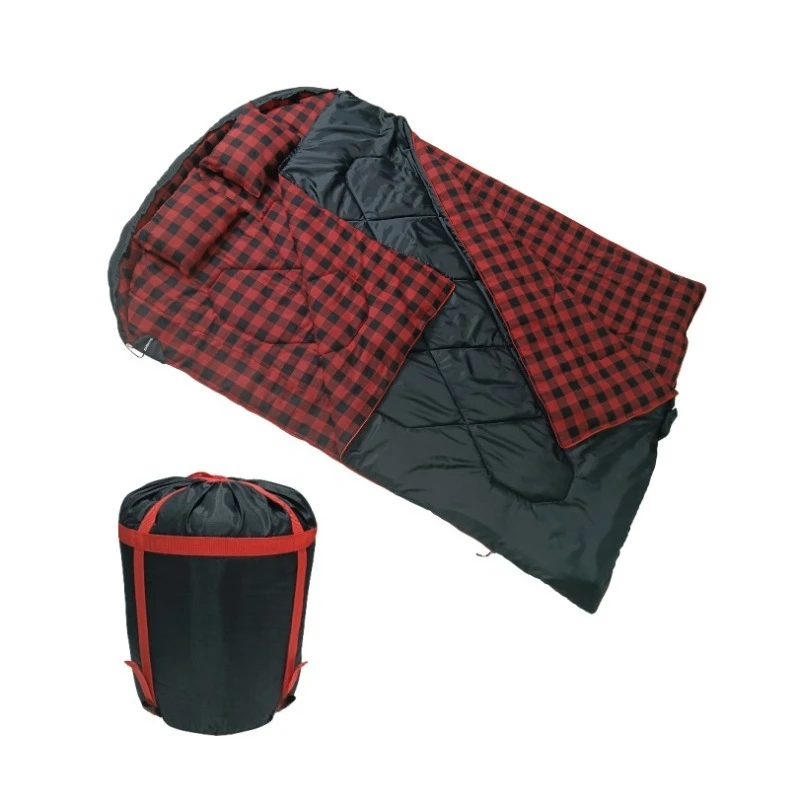 

Double Hooded Flannel Sleeping Bag - Warm Foldable Multi-Purpose Sleeping Bag for Adults | Outdoor Camping, Hiking & Backpacking