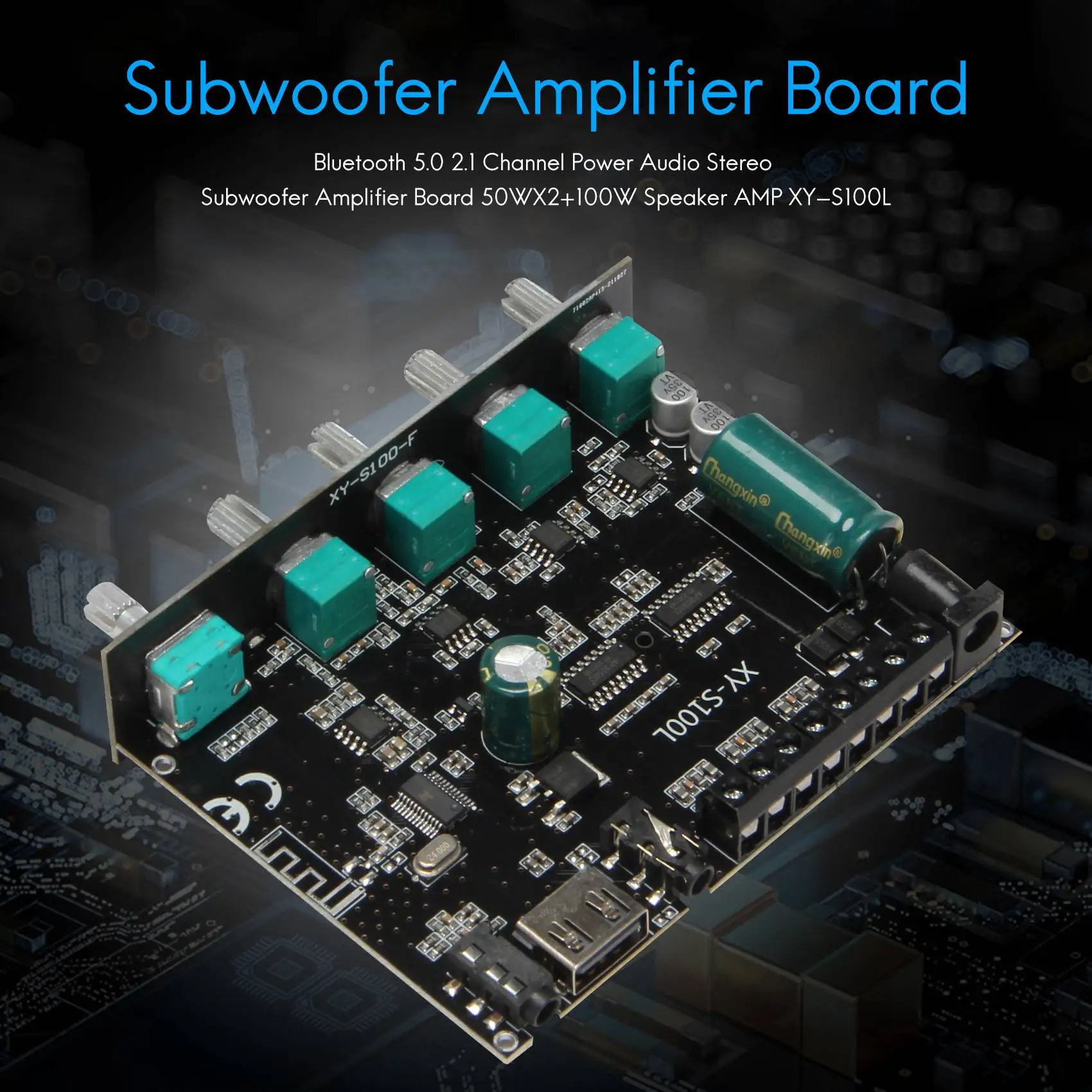 A19Q-Bluetooth 5.0 2.1 Channel Power Audio Stereo Subwoofer Amplifier Board 50WX2+100W Speaker AMP XY-S100L