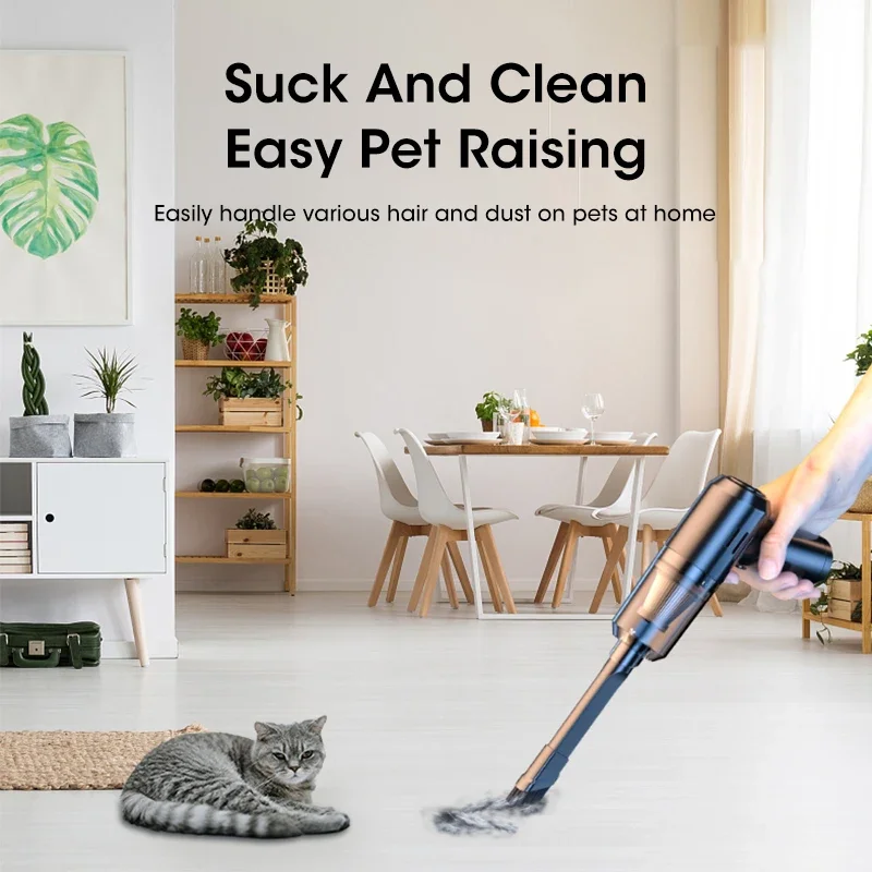 Cordless Vacuum Cleaner Handheld Home Portable High-Power Vacuum Cleaner Powerful Hair Cleaning Mini USB Dual Use for Home &Car