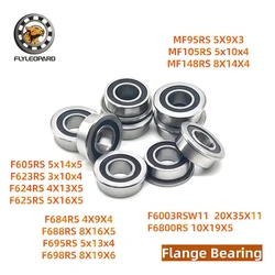 2P F623RS 3X10X4 Flanged Ball Bearing ABEC-7 RS Rubber Seal 3D Printer CNC Miniature Bearings F625RS 5X16X5 F695RS 5x13x4