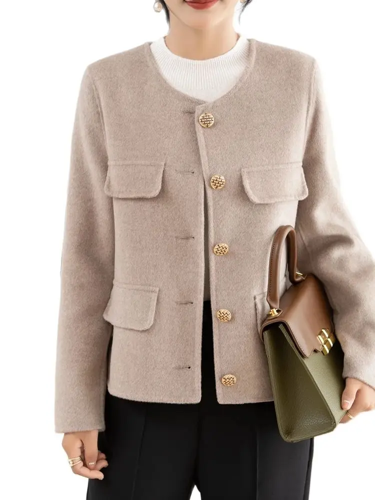 CAIXINGLE 100% Double-sided Cashmere Coat Women Short Slim Fitautumn And Winter Wool Coat