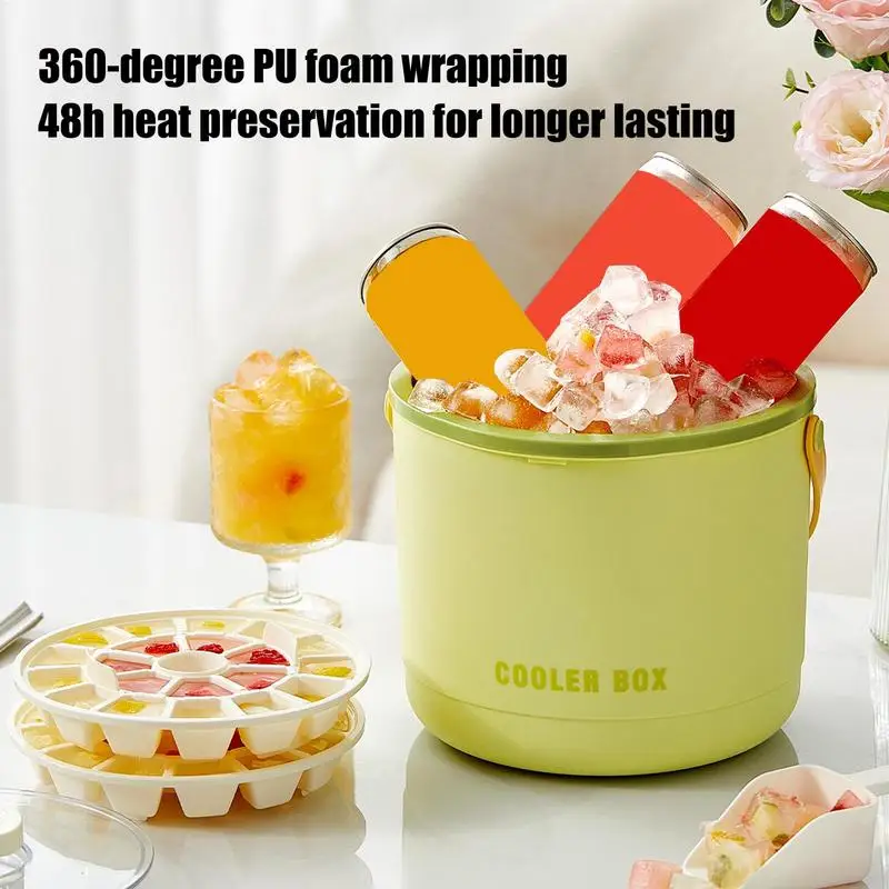 

Wine Ice Bucket Triple-Insulated Portable Wine Cooler With Lid Keeps Cold Longer Beverage Tub Drink Cooler Accessories For
