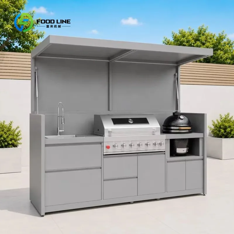 Customized New Model Heat-resistant 304 Stainless Steel Foldable Modular Outdoor Kitchen Bar Kitchen Pod