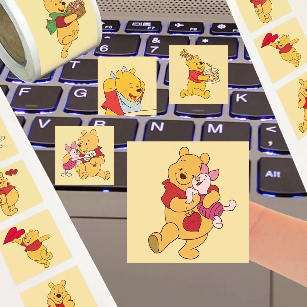 500 قطعة kawaii ويني ذا بوه سوبر لطيف الكرتون مقاوم للماء لفة ملصق سطح المكتب غرفة نوم جدار صندوق الهاتف المحمول ملصق يدوي الصنع