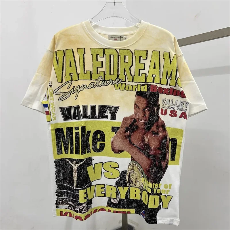 الملاكم المشارك طباعة فالي المتضخم قمصان بيضاء الرجال النساء 1:1 أفضل نوعية الأسود القطن الخالص وادي الأمريكية الرجعية تي شيرت #3