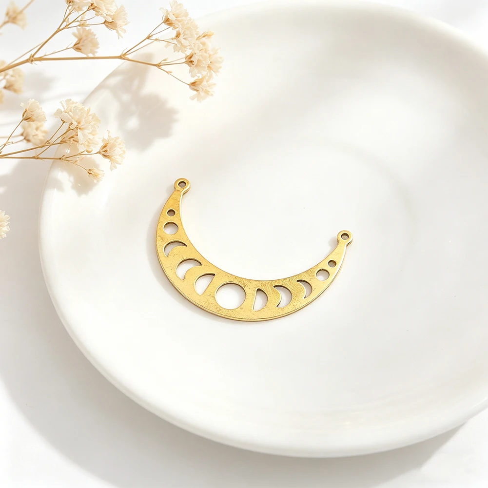 Hollow Moon Phase Star Pendant Copper Charm For Necklace Earring Bracelet Wicca Witchcraft Jewelry Making Handmade Craft Gift