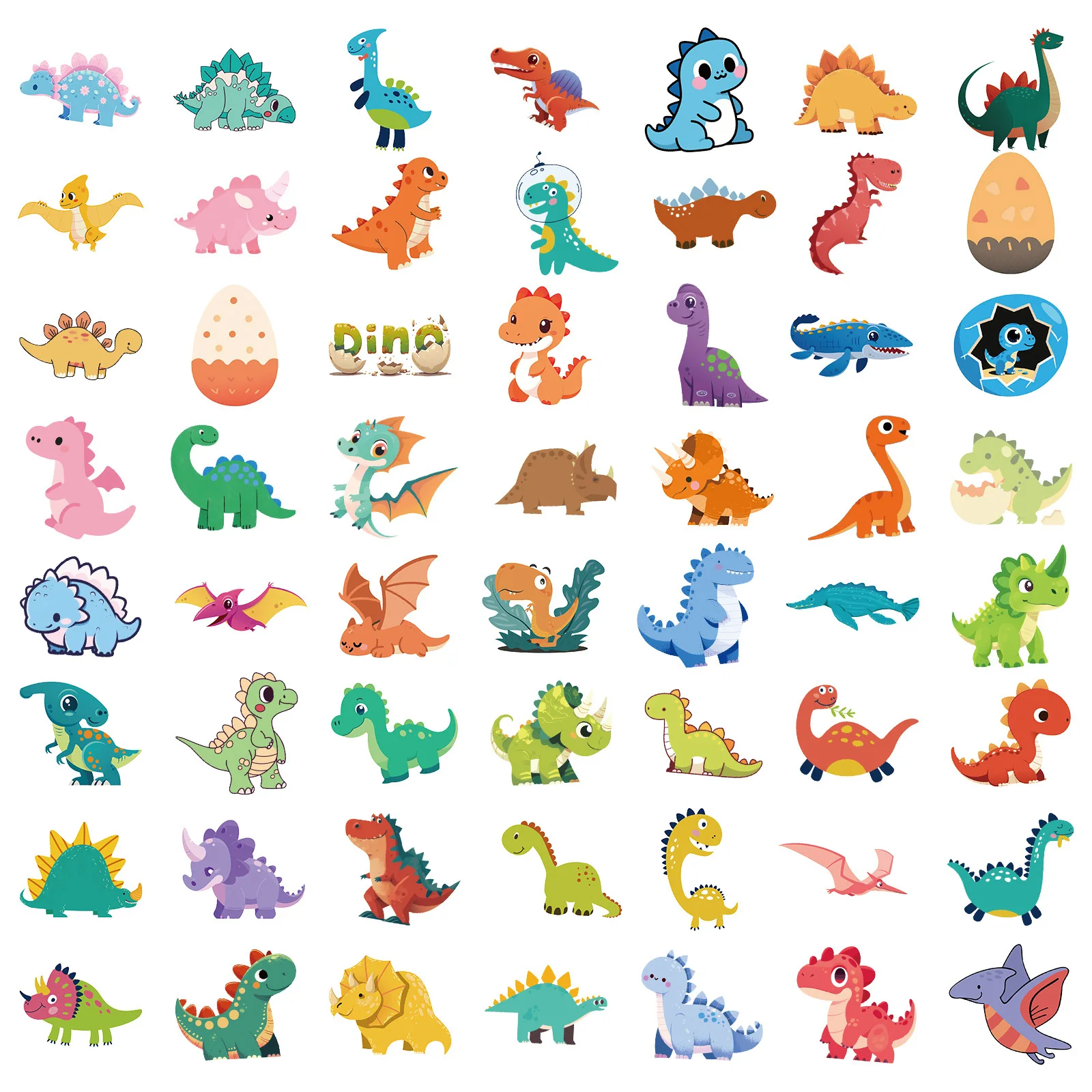 

10/30/56PCS New Creative Q Edition Cute Little Dinosaur Graffiti Stickers DIY Creative Decorative Pencil Box Water Cup Decal Toy