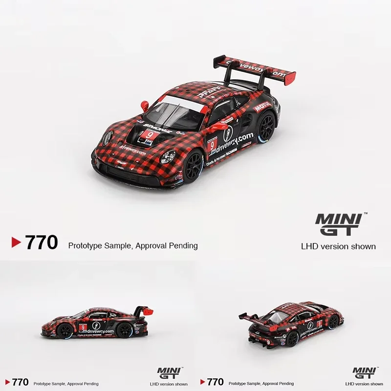 พรีเซลล์ MINIGT 992 GT3R # 80 AO Racing 2023 IMSA สีชมพู 1:64 Diecast Diorama Collection ของเล่น