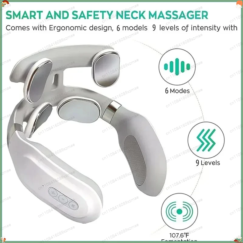 

Electric Neck Shoulder Massager for Elderly, TENS Pulse Heating Cervical Relax Massager
