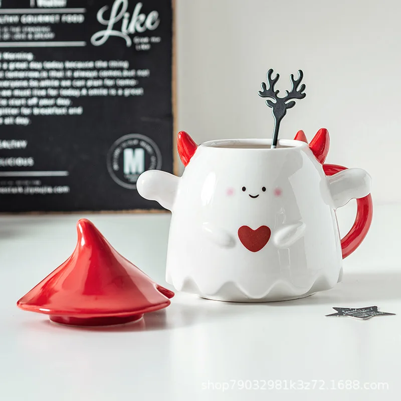 Creative Fun Halloween Little Devil Ceramic Mug Couple Love Water Cup Birthday Gift Drink Tea Mug Office Teacup Home Decoration