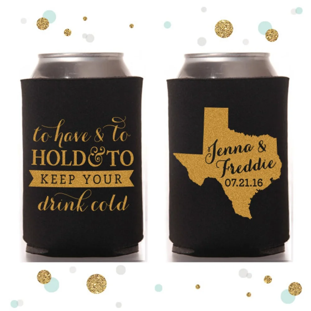 

State or Province - Wedding Can Cooler #31R - Custom - Bridal Wedding Favors, Beverage Insulators, Beer Huggers