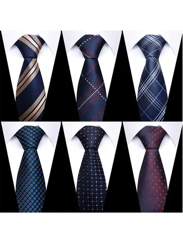 Mix Colors Wholesale New Style Tie Blue Golden Stripe Suit Accessories Necktie Men Cravata Fit Workplace Wedding Birthday  Gift