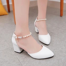 Sandália Baotou rasa feminina com salto alto de 6 cm, sapatos femininos, primavera, verão