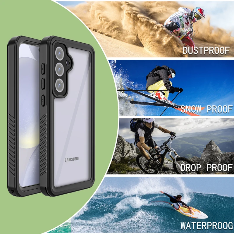 for Samsung S24 FE S21 FE S22 Plus Ultra Waterproof Case Swimming Cover Shockproof Pouch Protective Phone Bumper with Button