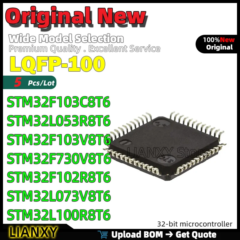5pcs LQFP-100 STM32F103C8T6 STM32L053R8T6 STM32F103V8T6 STM32F730V8T6 STM32F102R8T6 STM32L073V8T6 STM32L100R8T6 New Original