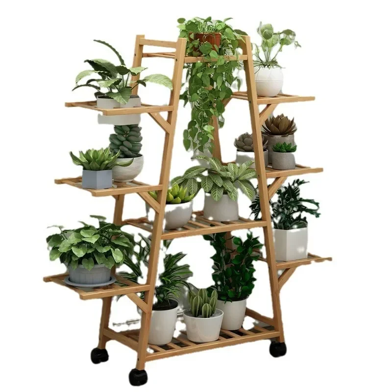 Balcony flower shelves, multi-storey indoor flower pot shelves, floor-to-ceiling living room shelves, pothos and succulents