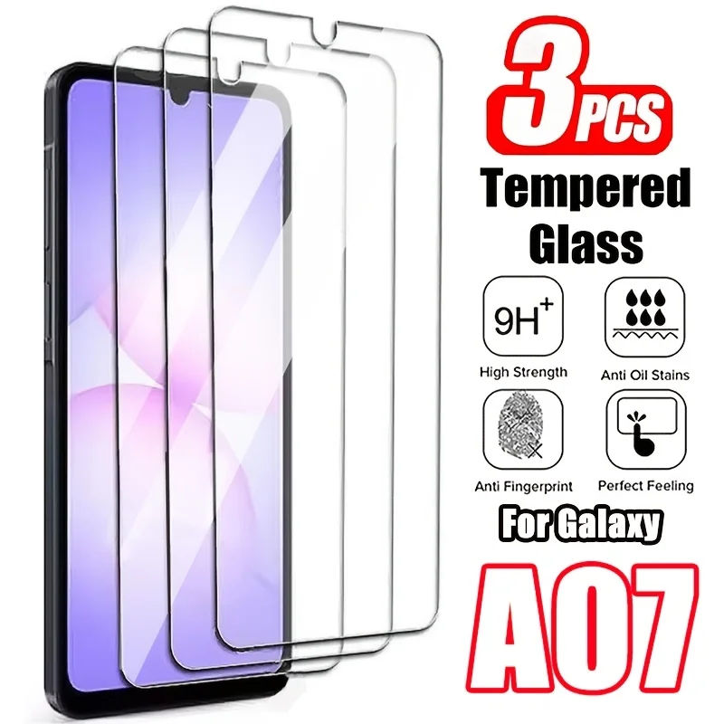 Set mit 3 Displayschutzfolien aus gehärtetem Glas für Samsung für Galaxy A07 M07 4G