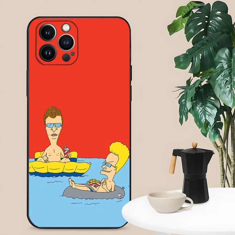 B-Beavis and B-Butt-Head Phone Case For Apple iPhone 15,14,13,12,11,XS,XR,X,8,7,Pro,Max,Plus,mini Silicone Black Cover