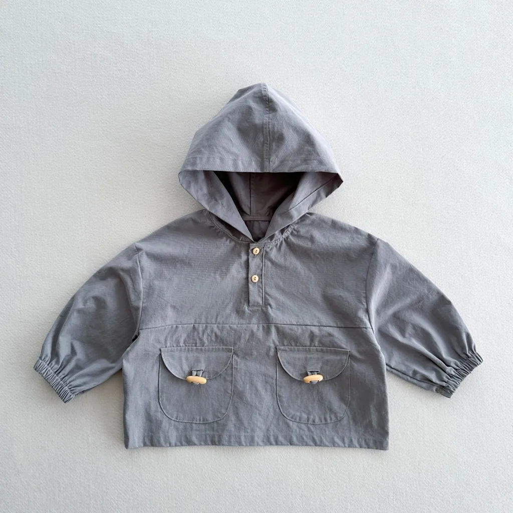 

2025 Autumn New Children Long Sleeve Hooded Coat Cotton Boys Casual Hoodie Solid Baby Girls Loose Pullover Jacket Kids Clothes